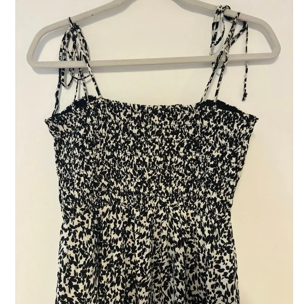 NWT Madewell Tie Shoulder Midi Dress in Floral Black Size 0 - Picture 8 of 9